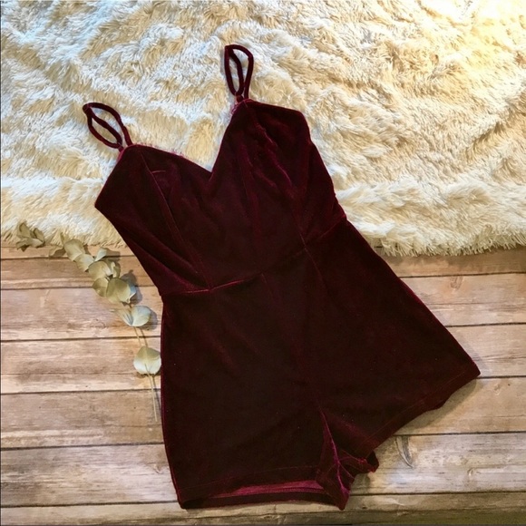 Dresses & Skirts - Beautiful Wine Velvet Romper